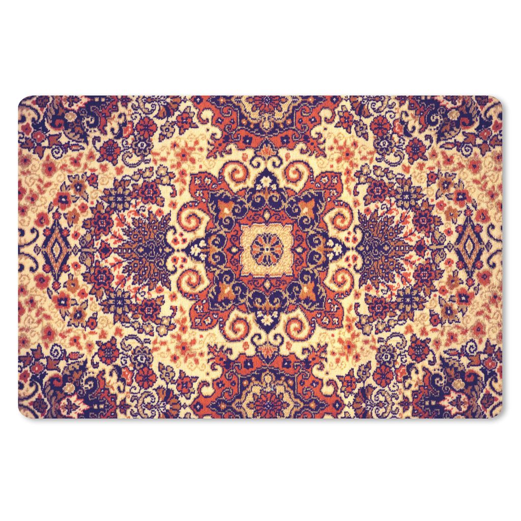 MuchoWow Schreibtischunterlage Teppich - Muster - Mandala - Gelb 60x40 cm - XXL Mauspad - Großes Mauspad