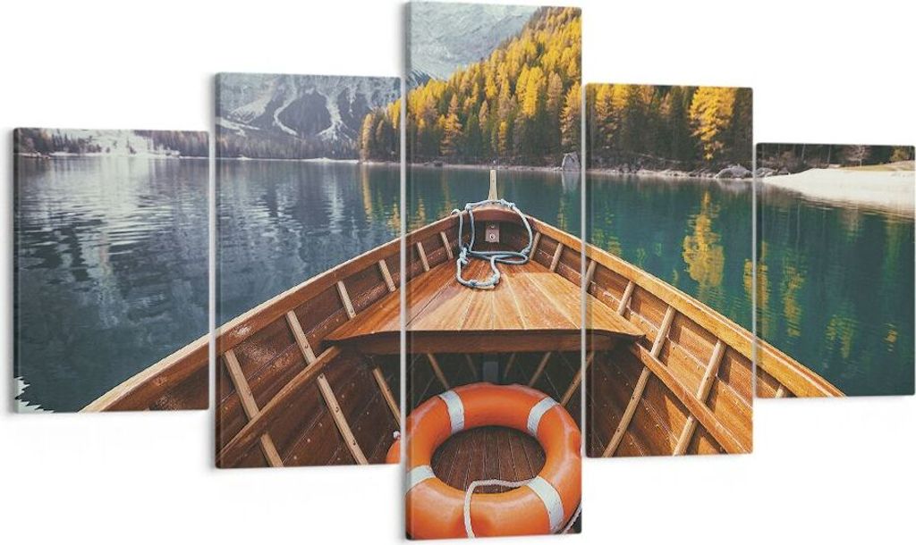Bild auf Leinwand - Leinwandbild - 5 Teile - £ódŸ Berge Kajak - 125x70cm - Wand Bild - Wanddeko - Wandbilder - Leinwanddruck - Bilder - Wanddeko...