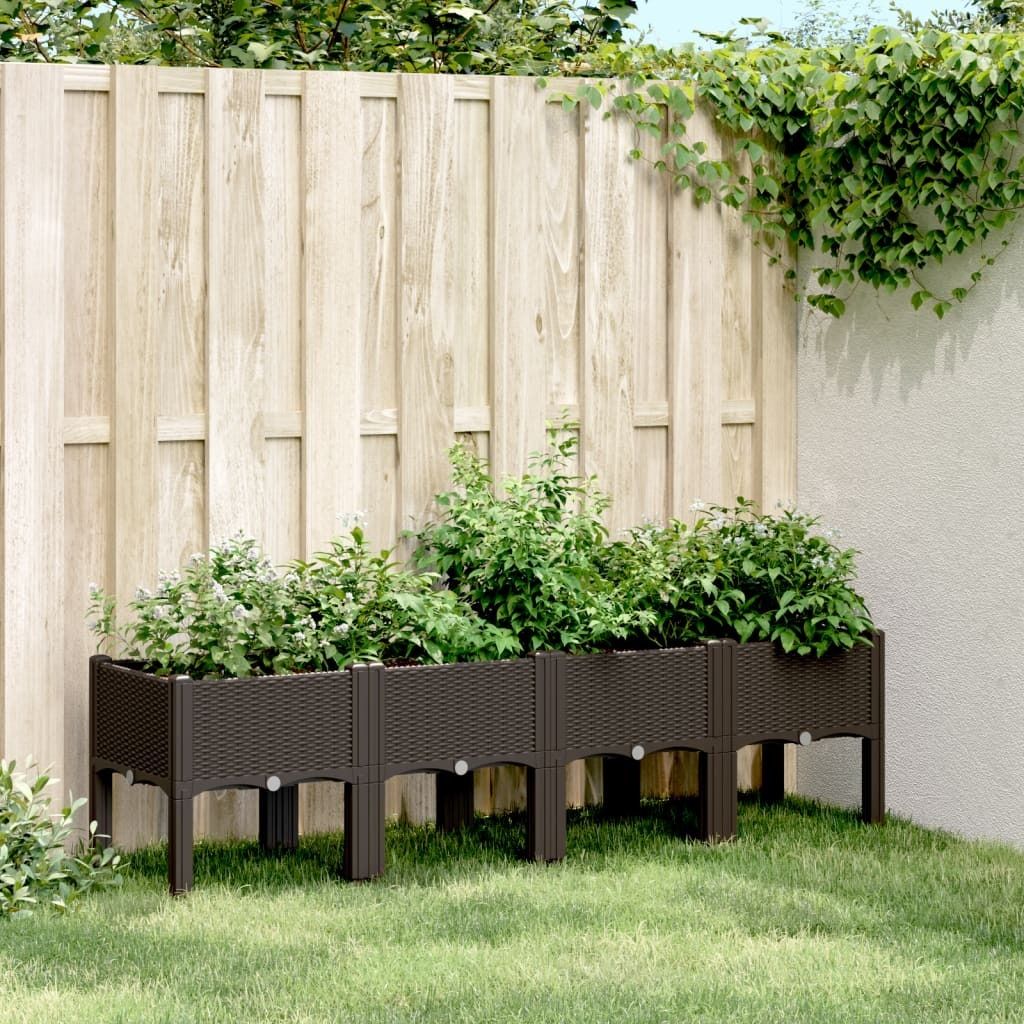 CLORIS Pflanzkasten mit Beinen Braun 160x40x42 cm PP 367905