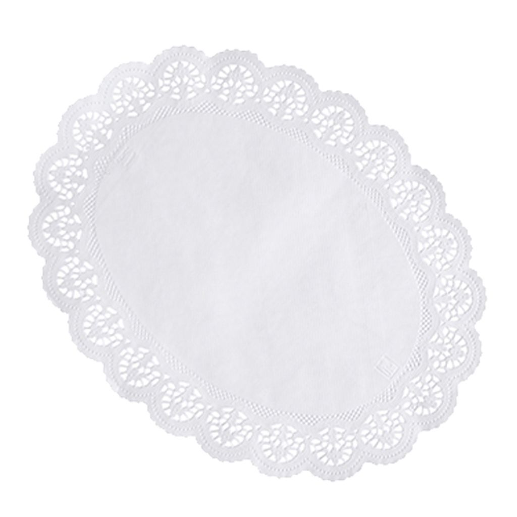 PAPSTAR 100 Tortenspitzen oval 36 cm x 28 cm weiss | Folienbeutel (100 Stück)