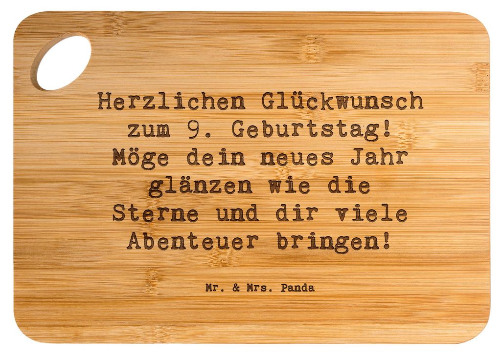 Mr. & Mrs. Panda Brett Spruch 9. Geburtstag Glanz - Transparent - Geschenk, schneidbrett, Glückwunsch, Holzbrett, Geburtstagsparty, Frühstücksbr...
