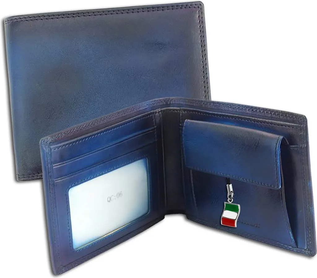 Petit Portefeuille Florence Blau en Cuir Véritable pour Femme et Homme