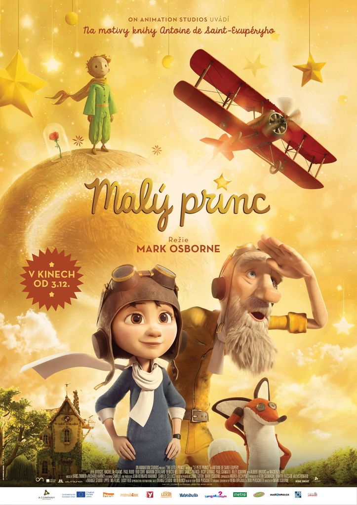 A movie poster for 'The Little Prince' featuring animated characters and a plane.