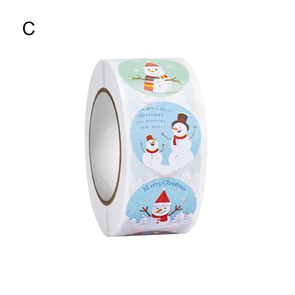 500pcs/Roll attraktiver Etikett Aufkleber Verwenden Sie weit verbreitete Schneemannbäume Cartoon -Tag -Aufkleber für Zuhause-C