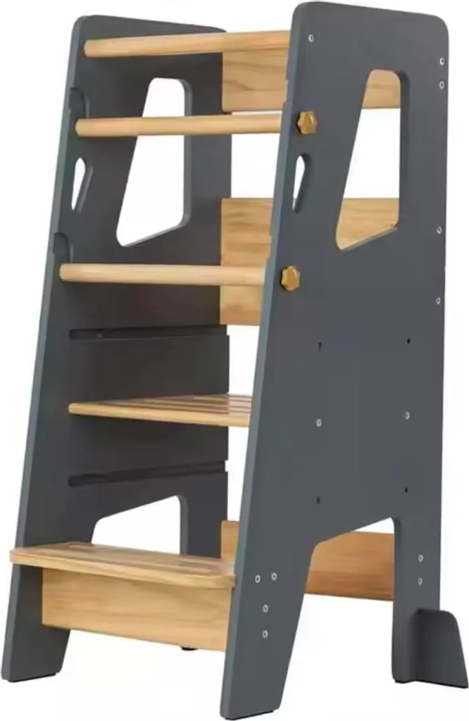 Tour d'apprentissage Montessori en bois bleu foncé réglable