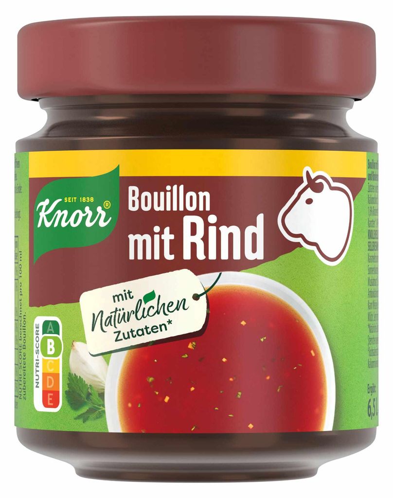 Knorr Bouillon mit Rind 6,5l (135g Glas) Produktbild 
