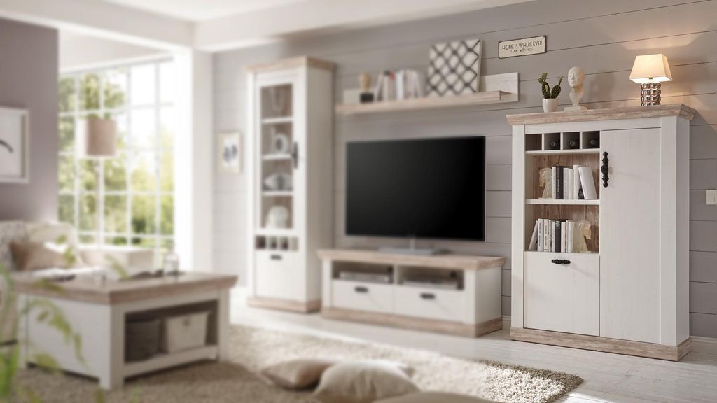 Kommode Florenz Schrank Highboard in Oslo Pinie weiß 105 cm