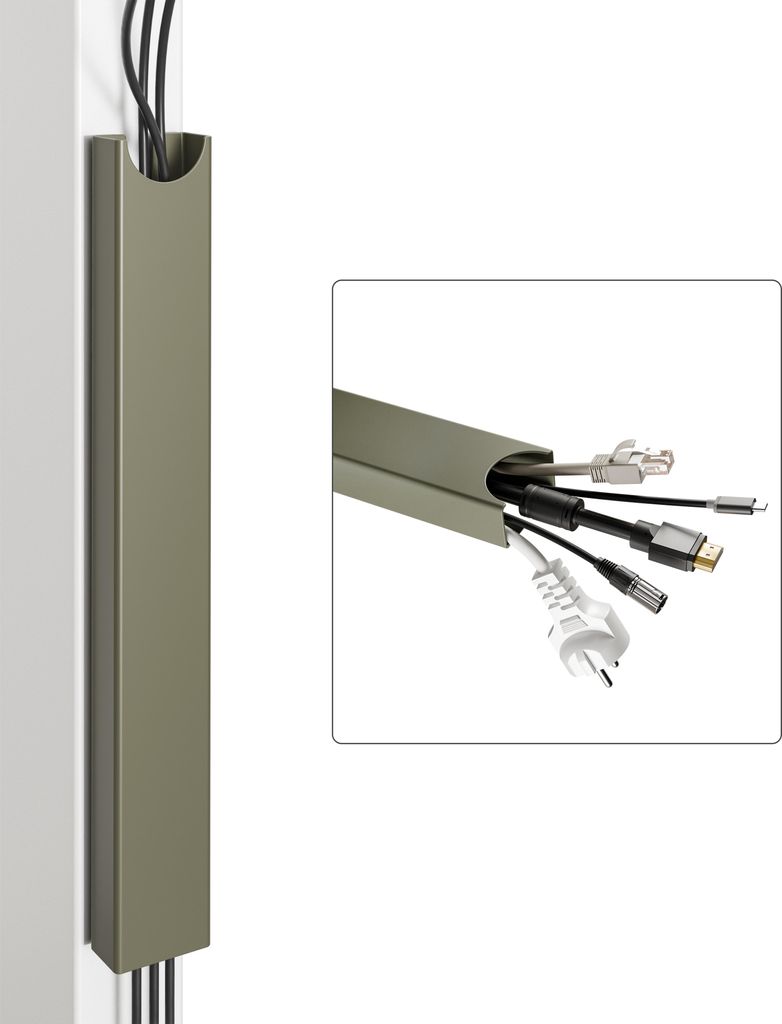 Desktronic Magnetischer Kabelkanal Schreibtisch, 37x5x2,5cm, Hochwertiger Stahl, Kabel Organizer für Kabelführung Grün