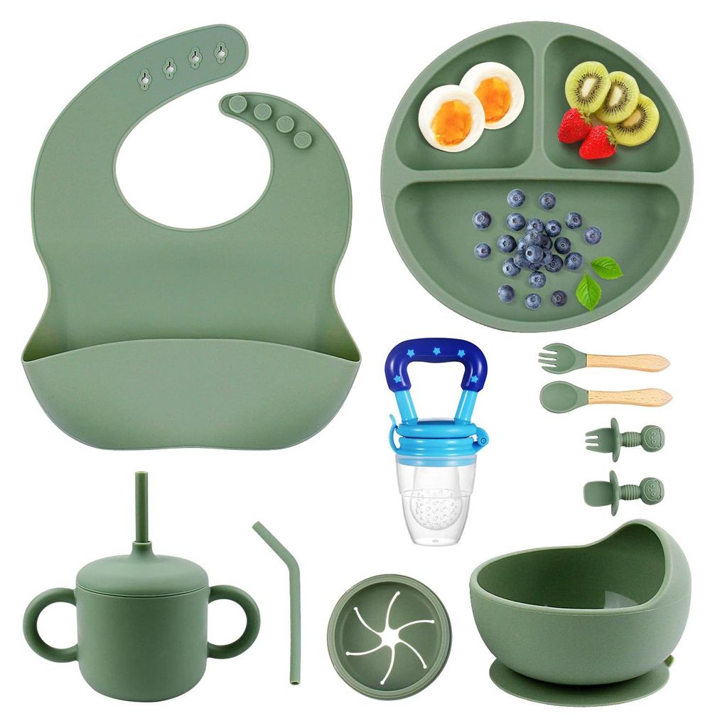 Ensemble de couverts pour bébé en silicone, antidérapant et Image du produit 