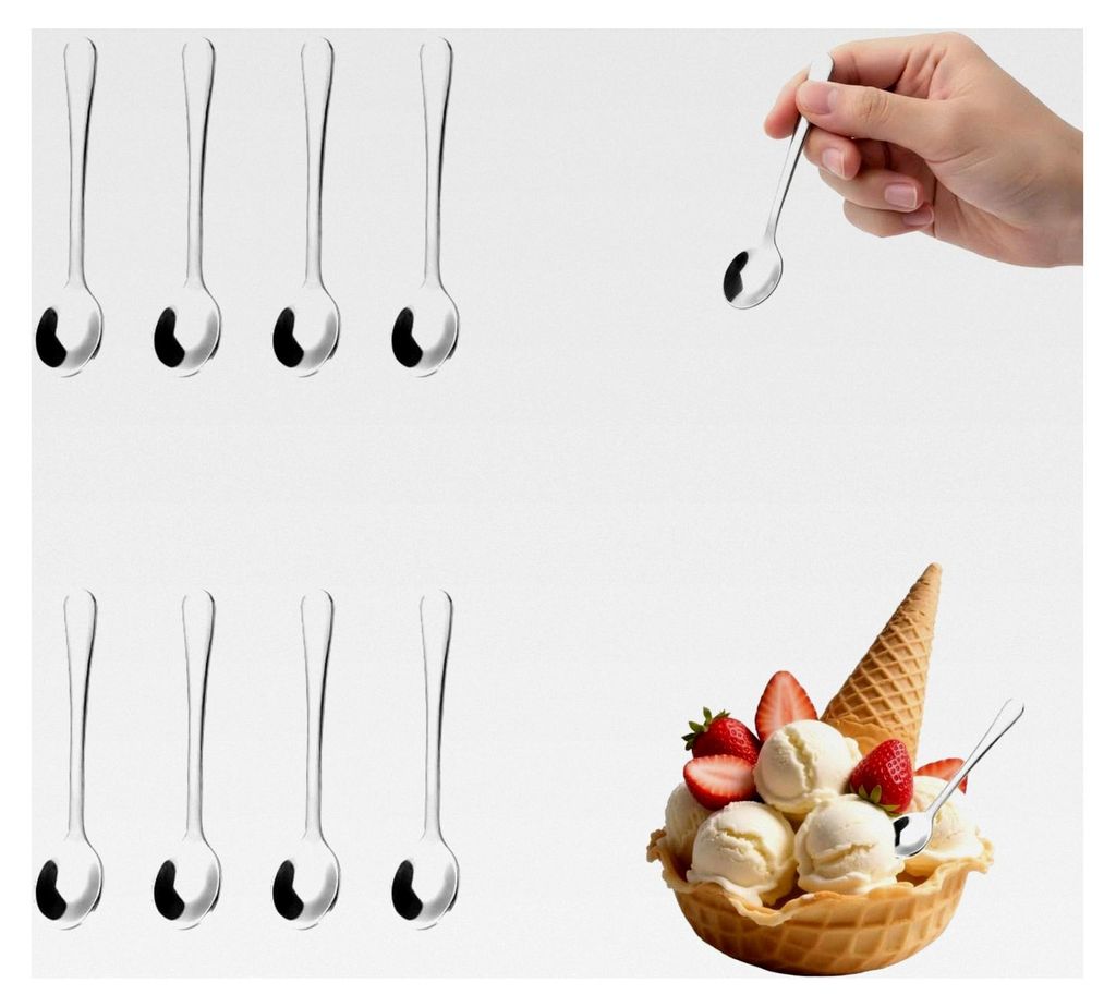 8 Stück kleine Edelstahl-Löffel für Gewürzgläser, Mini-Größe 7,5 cm, kleine Edelstahl-Gewürzlöffel für Gewürze, Salz, Eisportionierer un...