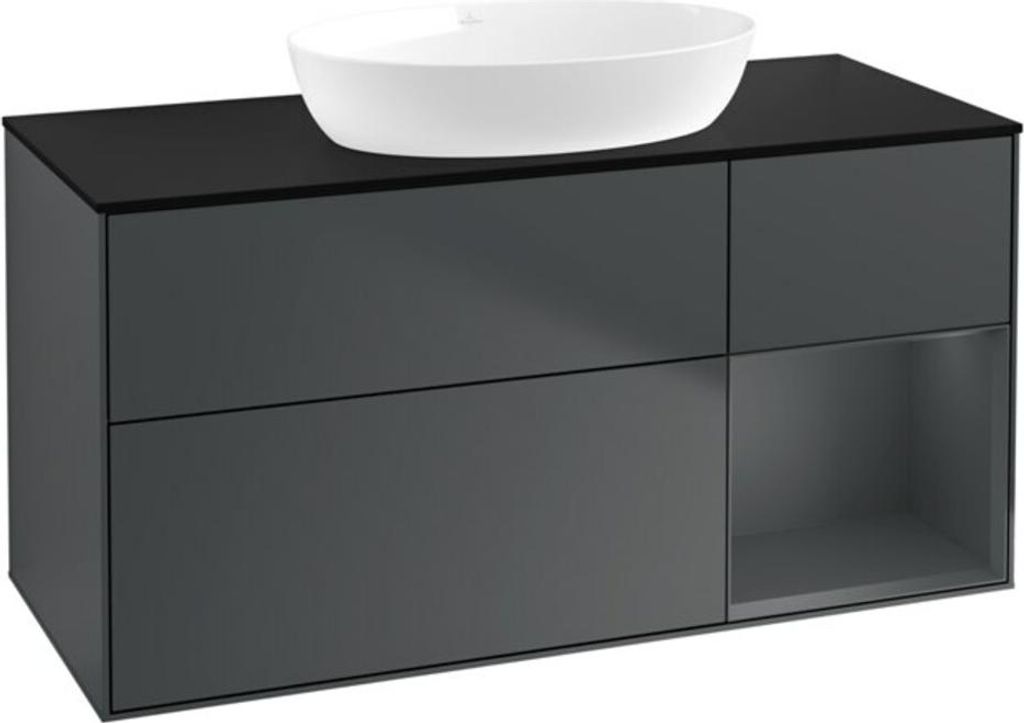 V&B Waschtischunterschrank Wandbeleuchtung Finion 120cm, Pl b m, Rg md m Lac, md bl. m Lac