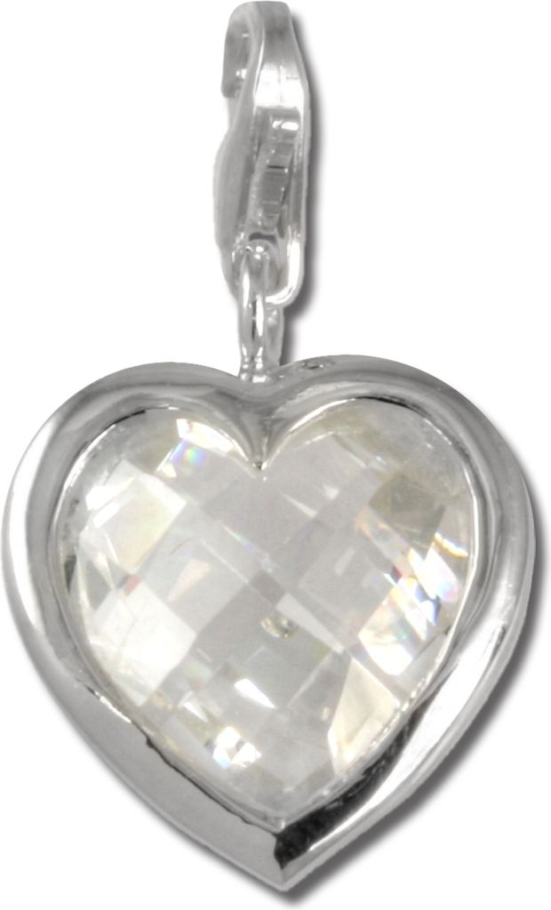 SilberDream Charm Schmuck Anhänger Herz weiß Zirkonia 925 Echt Silber FC210W