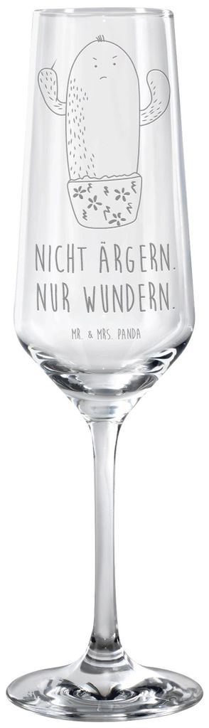 Mr. & Mrs. Panda Glas Kaktus Wut - Transparent - Geschenk, Kollege, ärgern, Kelchglas, Sektglas, Büro, Champagnerglas, wütend, Sektflöte, Kakte...