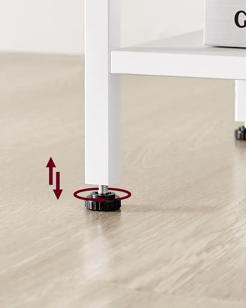 Petite table d'appoint design blanc avec tiroir de rangement et étagère - 7