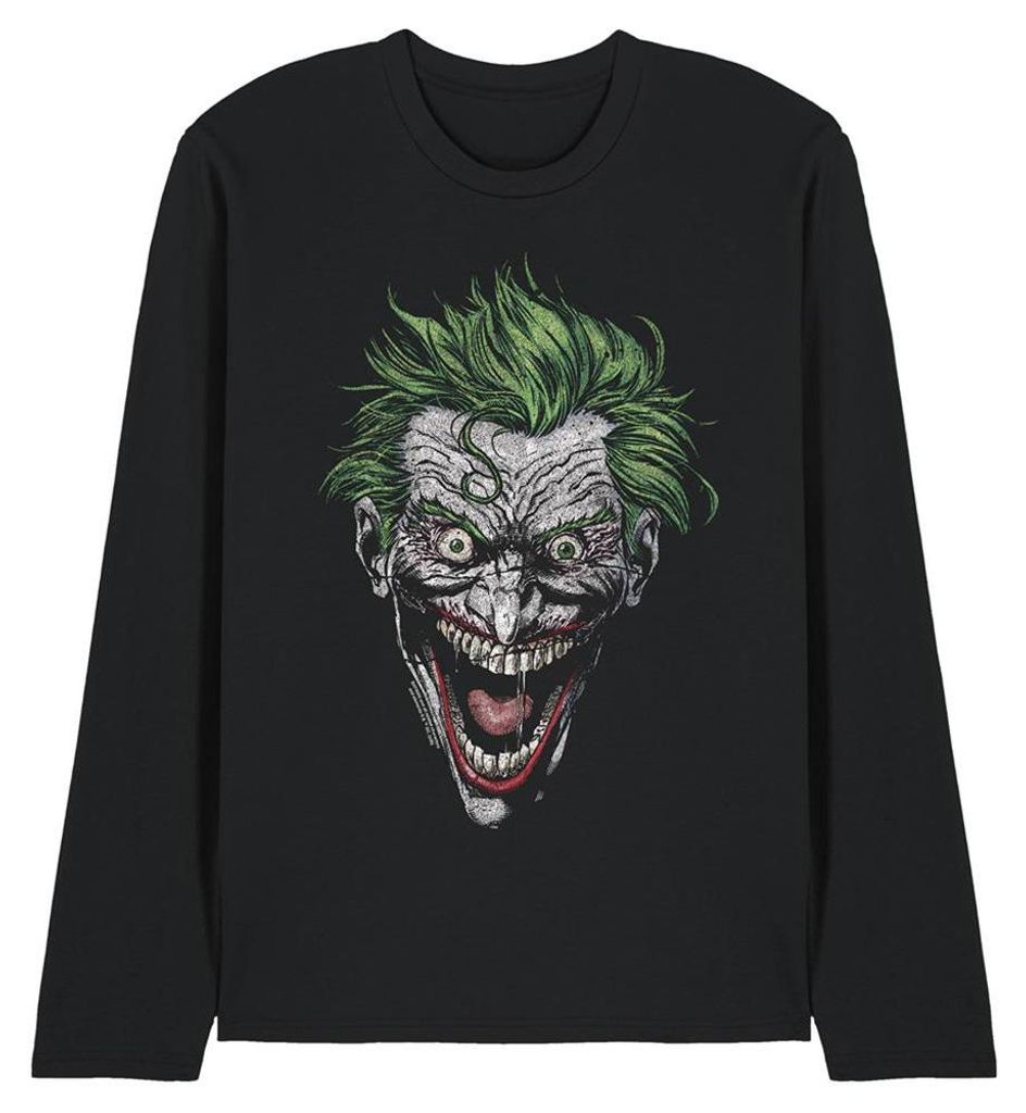 The Joker - T-Shirt für Herren/Damen Uni, Langärmlig TV34211 (S) (Schwarz)
