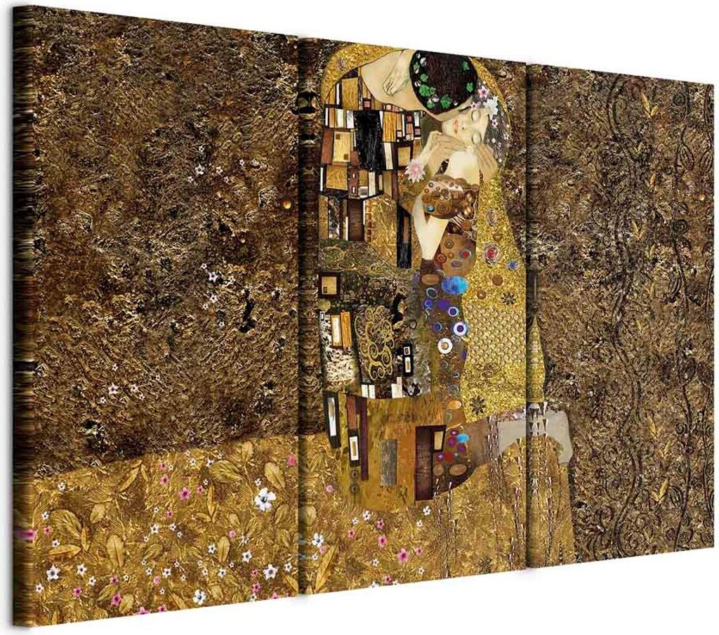 Italienischer Leinwand Leinwandbild - Klimt inspiration - Kiss 120x80 cm Menschen l-A-0003-b-f