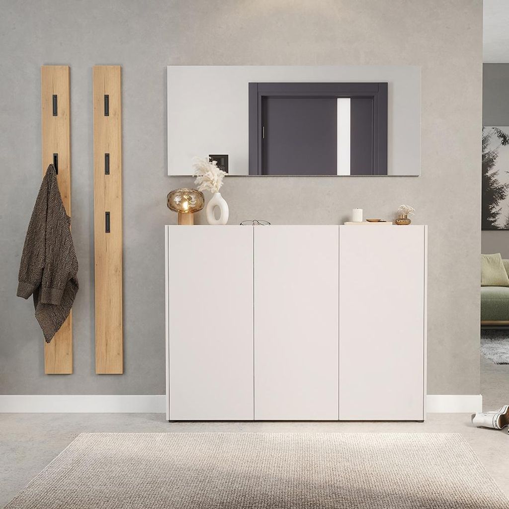 Garderobenset 4-teilig in kaschmir mit Eiche mit 2 Garderobenpaneelen, Modern, LAPUA-01