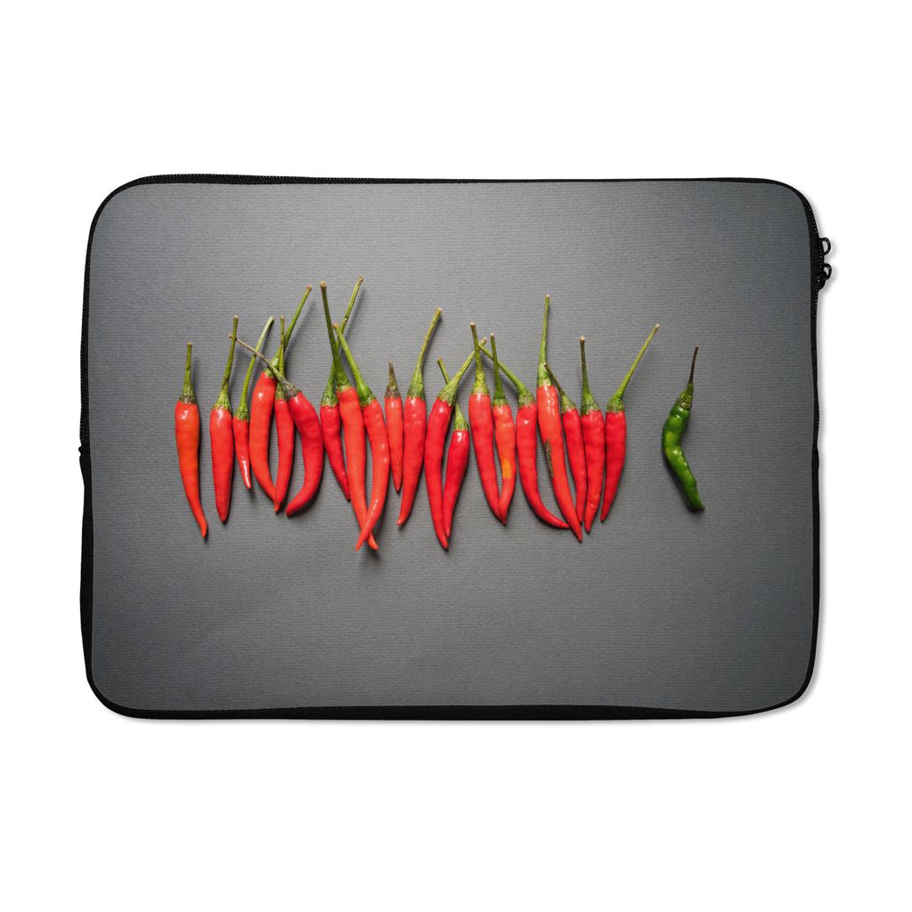 MuchoWow Laptop Hülle 13 Zoll Minimal Art von Paprika auf einem grauen Hintergrund Laptoptasche - Laptophülle - Sleeve - Rundumschutz