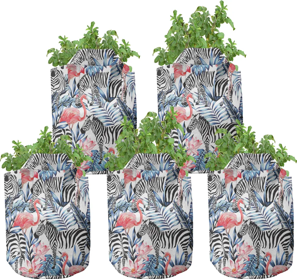 Sac de culture en tissu avec poignées, Lot de 5 pots 5 gallons Imprimés