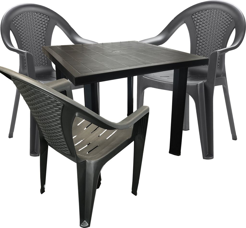 Bistro Sitzgarnitur Bistrogarnitur Gartenmöbel Outdoormöbel 4tlg Anthrazit