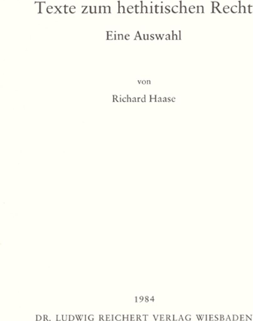 Texte zum hethitischen Recht
