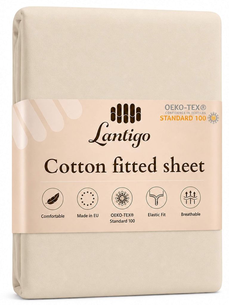 Lantigo, lenzuolo elasticizzato per materasso, 100% cotone Immagine del prodotto 