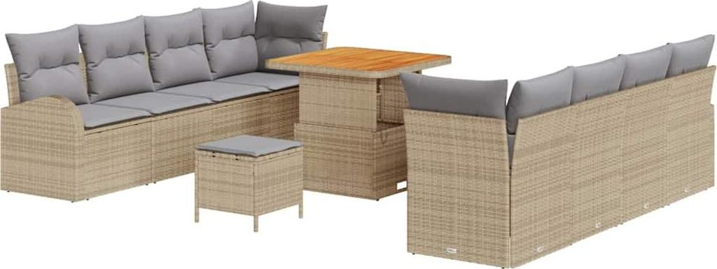 vidaXL Gartensofa-set mit Kissen 11 pcs Beige Poly-Rattan