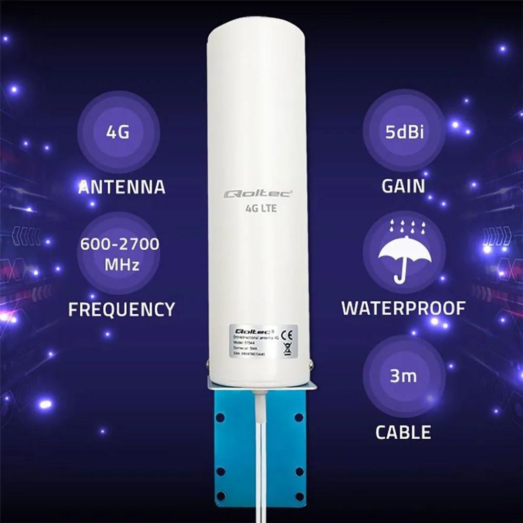 Qoltec 4G LTE DUAL antenna 5dBi omnidirectional,outdoor