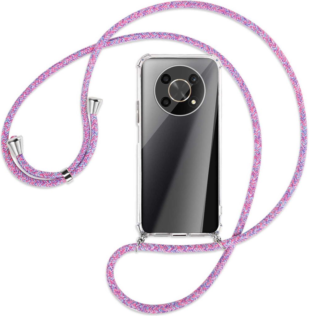 Handykette Backcover-Schutzhülle mit Band (Metall silberfarben) für Honor Magic4 Lite / X9 5G / X30 - lila/rosa/blau