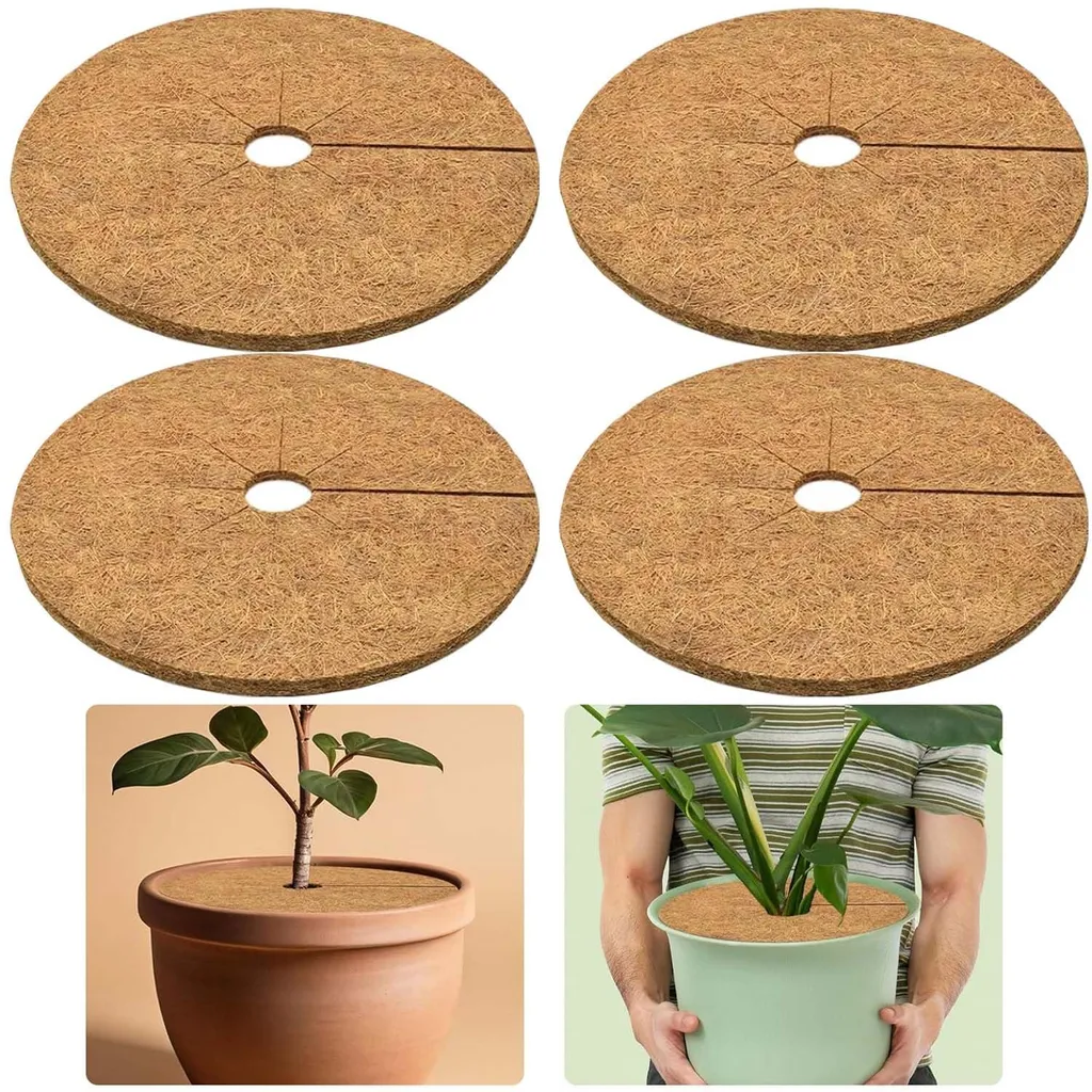 Paillage de coco Ø 30 cm pour protéger vos plantes en pot lot de 4