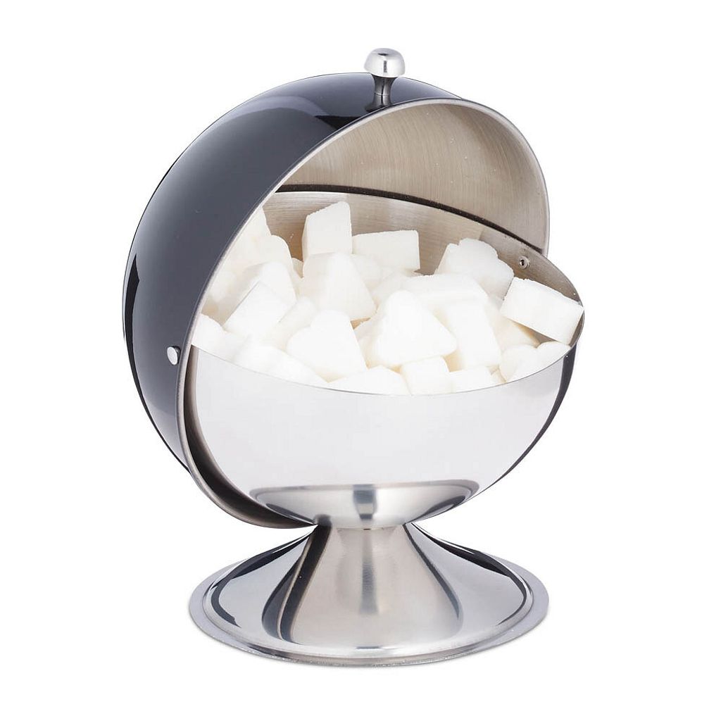 relaxdays Zuckerdose silber, schwarz