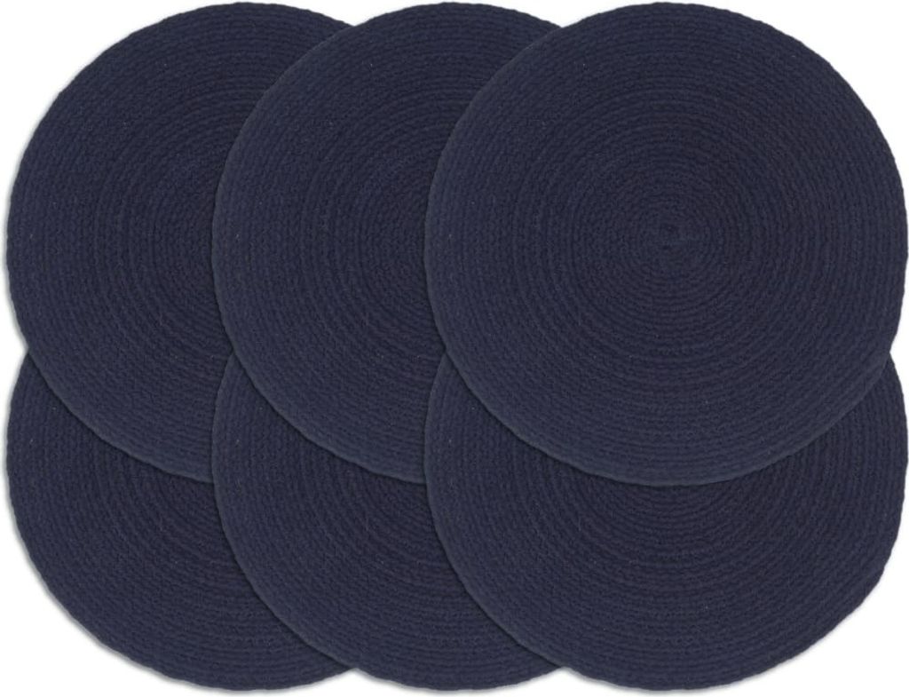 Tischsets 6 Stk. Uni Marineblau 38 cm Rund Baumwolle , Tischsets Design 2024