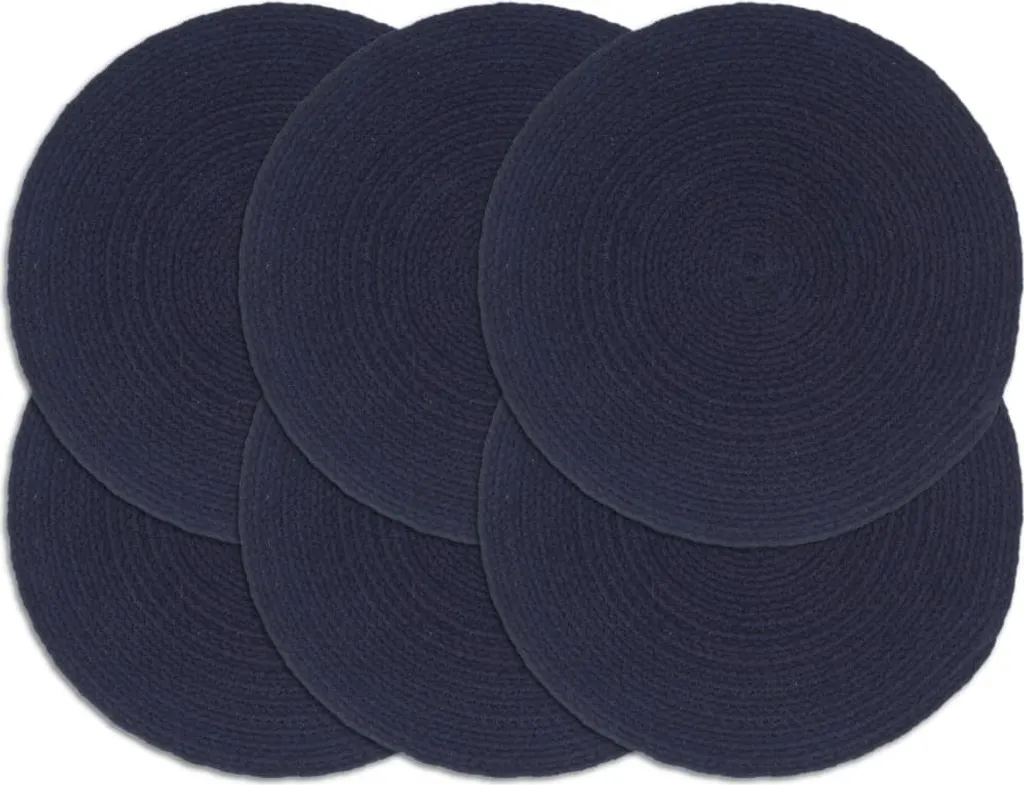 Set 6 Tovagliette Americane Rotonde 38cm Cotone Blu Navy - Shop Online