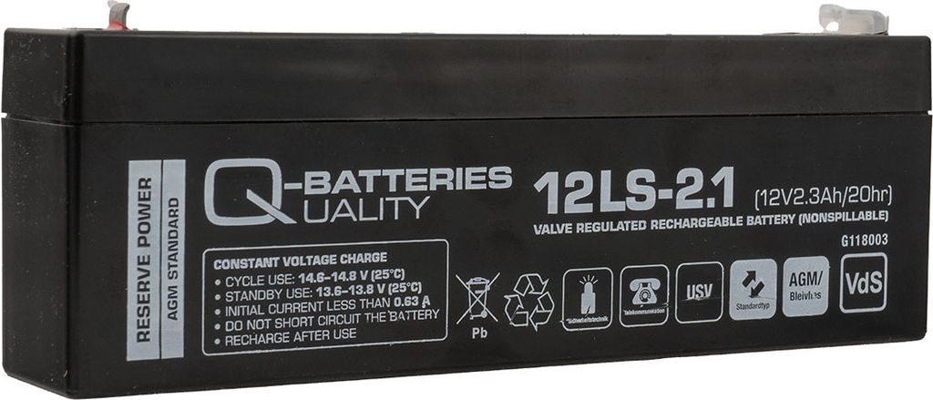 Q-Batteries 12LS-2.1 12V 2,3Ah Blei-Vlies Akku / AGM VRLA Produktbild 