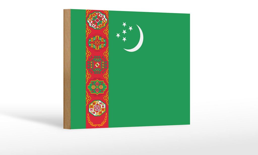 Holzschild Flagge Turkmenistans 18x12 cm Flag Turkmenistan Dekoration