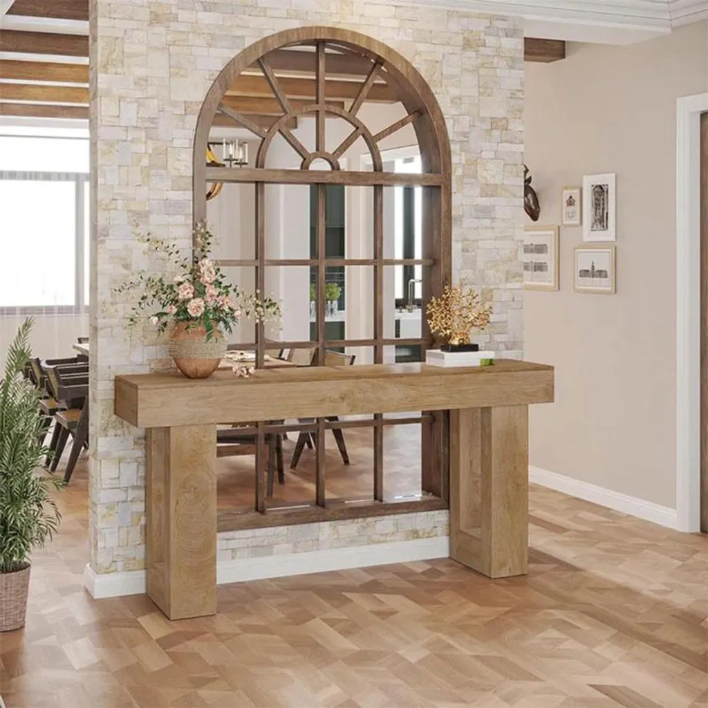 Console Table d'appoint HOGA-JW0908 160x35x85 cm Bois Marron Clair
