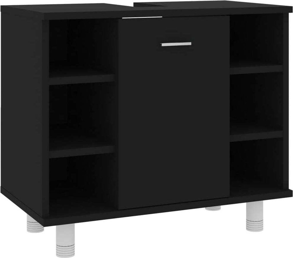 Badezimmerschrank Schwarz 60x32x53,5 cm Holzwerkstoff