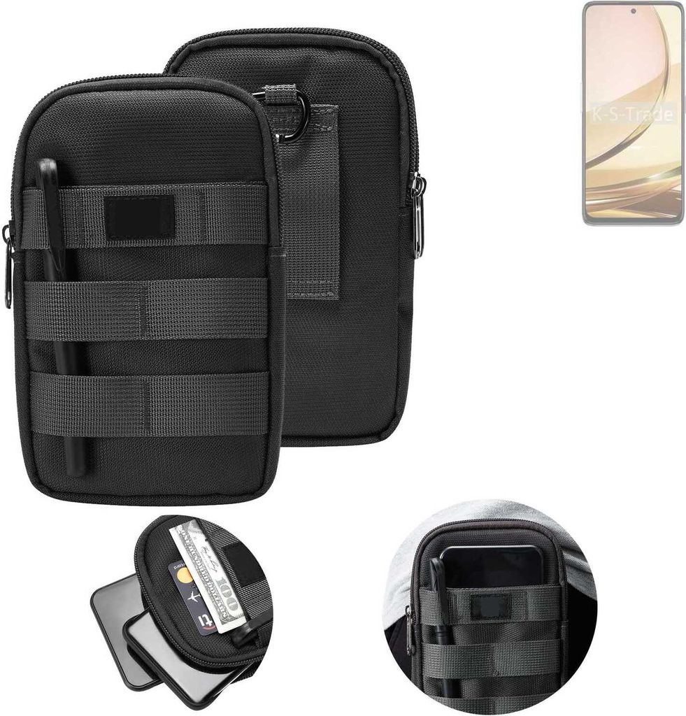 K-S-Trade Holster Gürtel Tasche kompatibel mit Nubia Focus Pro 5G Handy Tasche Schutz Hülle dunkel-grau viele Fächer, 1x