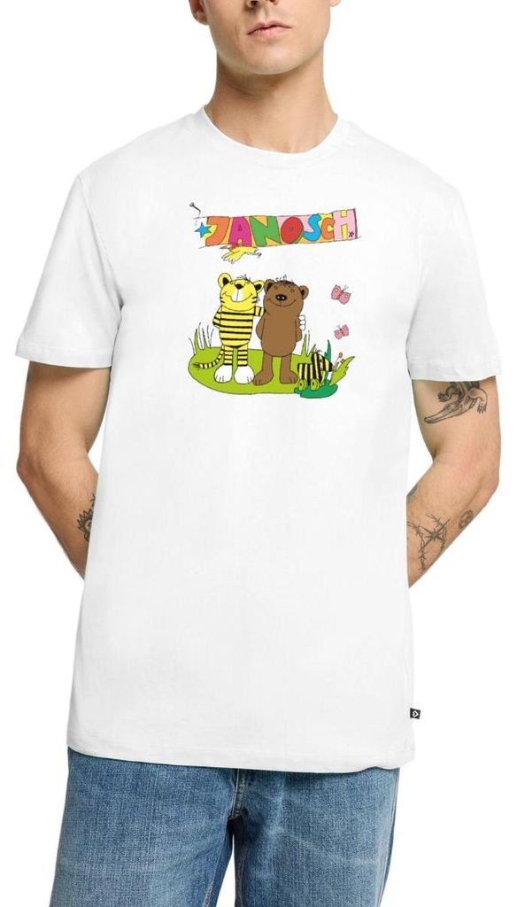 Spreadshirt Janosch Tiger und Bär Freundschaft Männer Premium T-Shirt, 5XL, Weiß