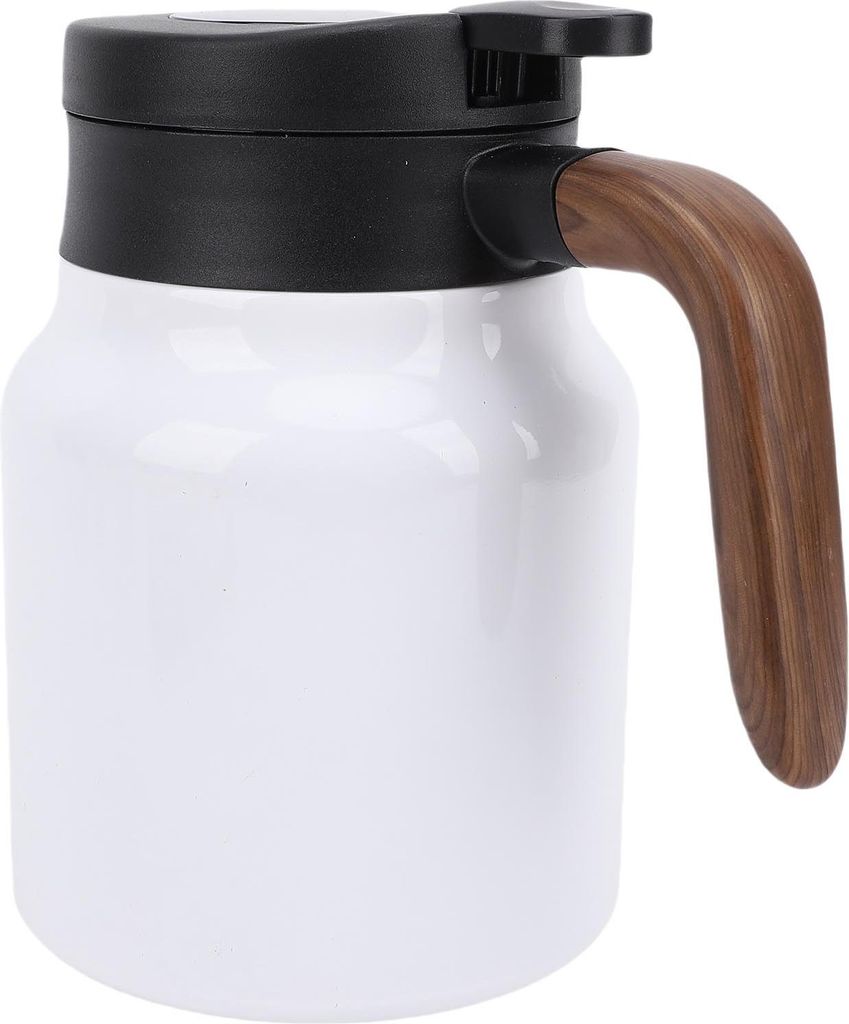 Thermische Kaffeekaraffe 1000ml 316 Edelstahl isoliert Vakuum-Kaffeekessel mit Tee-Ei für Milch Saft eisgekühltes Getränk heißes Wasser Weiß