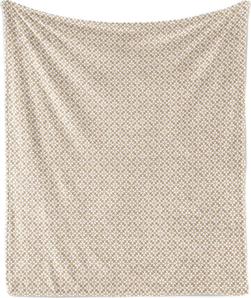 ABAKUHAUS Boho Weich Flanell Fleece Decke, Abstrakte Blumenmuster in Monochrom Stil Modern Geometrische Motive, 175 x 230 cm, Dunkler Sand Braun un...