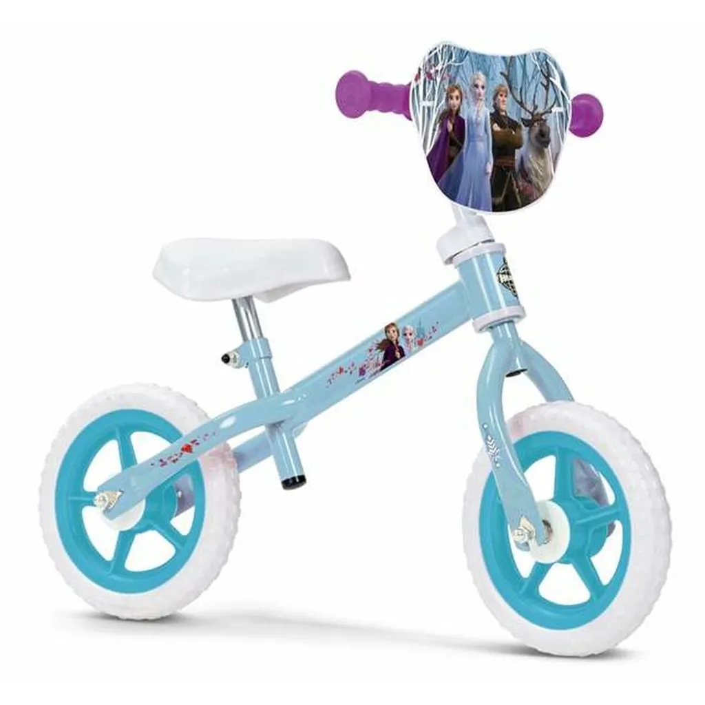 Vélo enfant Frozen bleu 10 pouces Disney avec canne parentale amovible