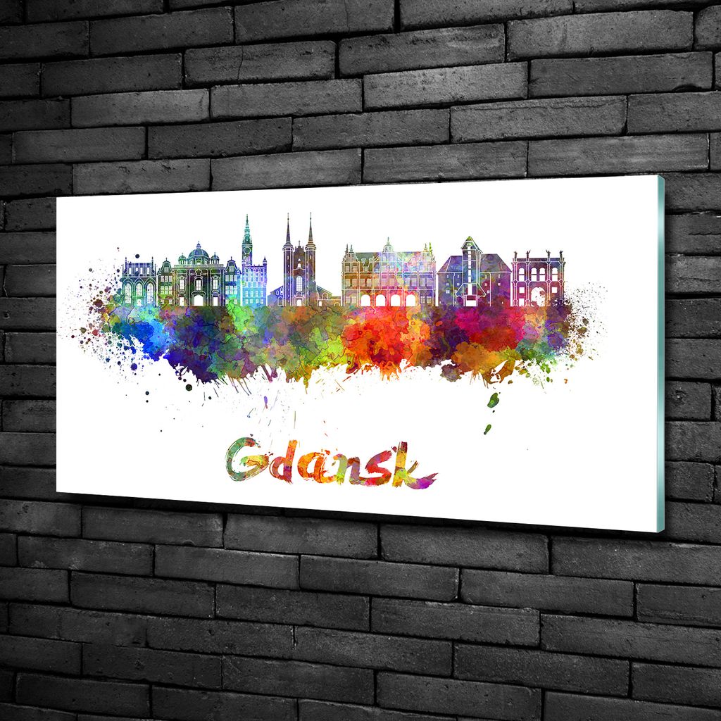 Tulup Glas-Bild - 100x50 -Wandkunst - Wandbild hinter gehärtetem Sicherheitsglas - Sehenswürdigkeiten & Architektur - Buntes Danzig - Mehrfarbig