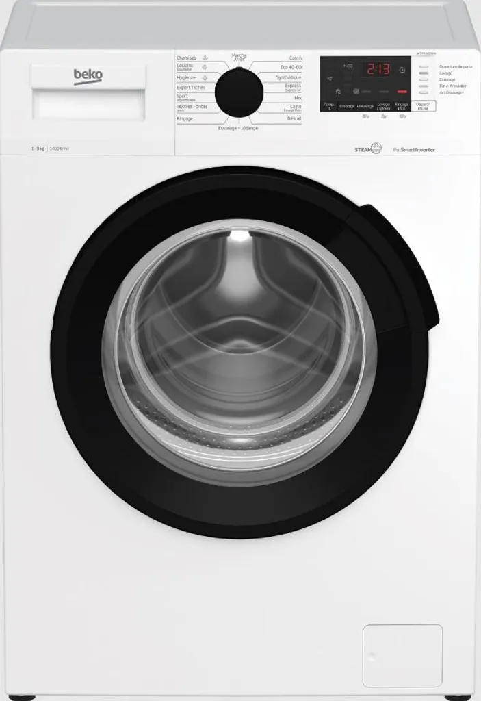 Machine à laver frontale Beko 9 kg 1400 tr/min - Modèle blanc WTV94221BW