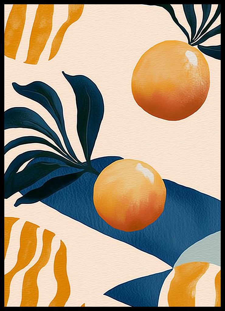 Poster 50x70cm Moderne Früchte und Orangen 2 und Pop Art Vintage für das Wohnzimmer