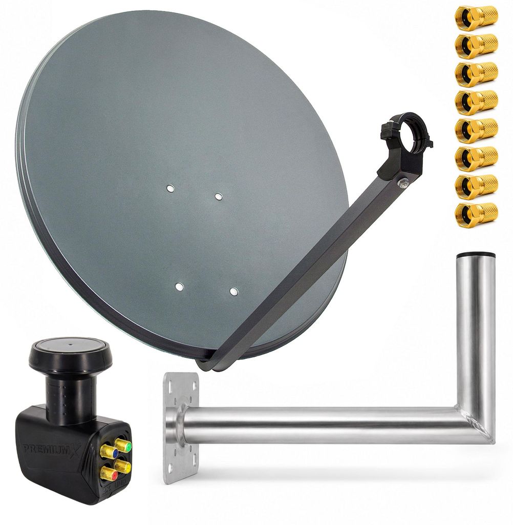 PremiumX SAT Anlage 80cm Antenne Quad LNB F-Stecker Produktbild 