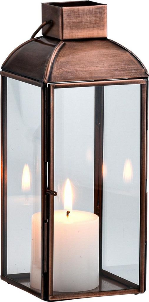 Marrakesch Vintage Deko Windlicht Laterne 22cm antik aus Metall & Glas | Teelichthalter als Tischdeko Wohnzimmer Deko | Kerzenhalter Windlichter Ne...