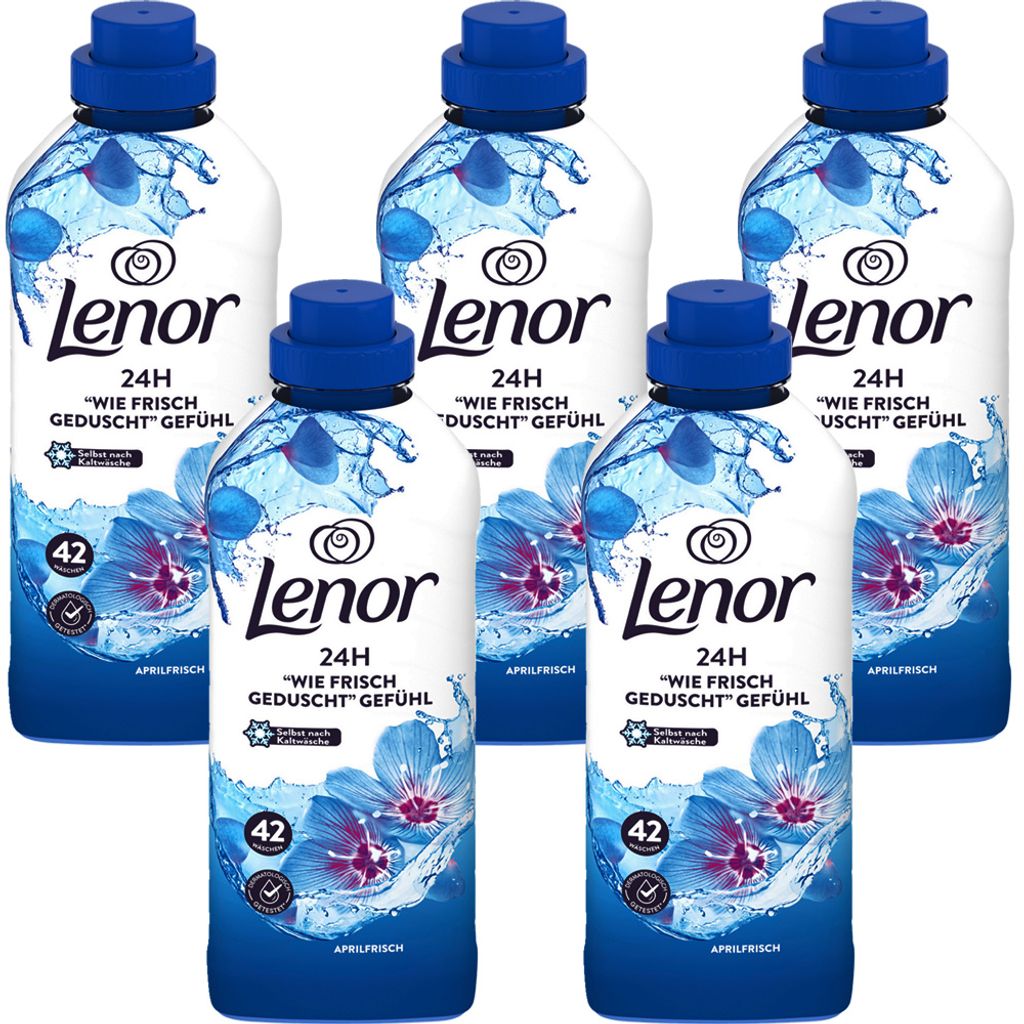 5x Lenor Weichspüler Aprilfrisch a 42 Waschladungen 882ml Produktbild 