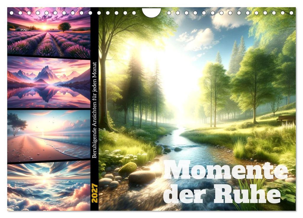 Momente der Ruhe - Beruhigende Ansichten für jeden Monat (Wandkalender 2027 DIN A4 quer), CALVENDO Monatskalender