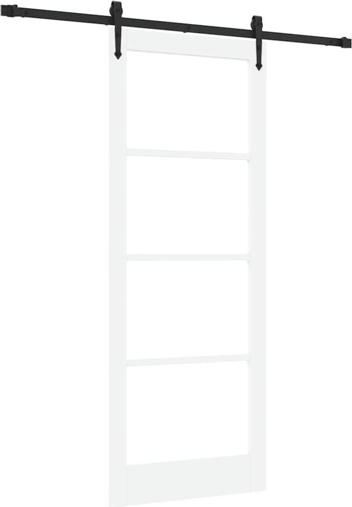 vidaXL Schiebetür Weiß 83 x 211 cm Massivholz Kiefer und Glas